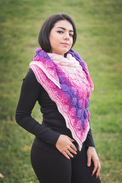 Embossed Leaves Reversible Shawl CAL