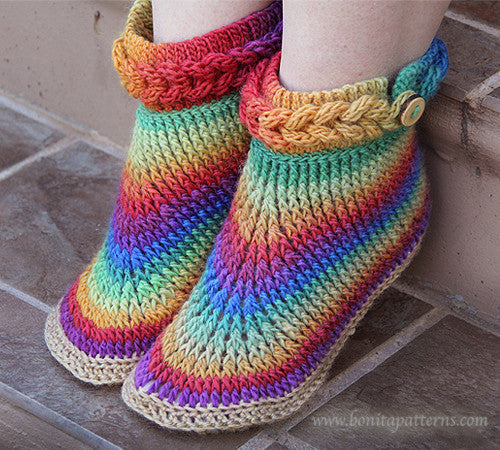 Knit- Look Braid Stitch Boots (Adult Sizes) - Bonita Patterns