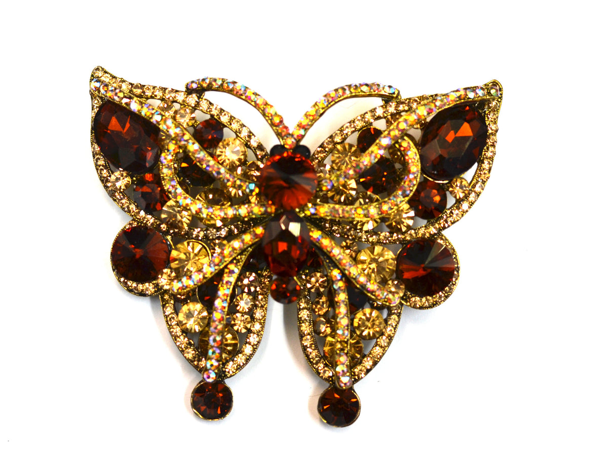 Golden Amber Large Butterfly Brooch - Bonita Patterns