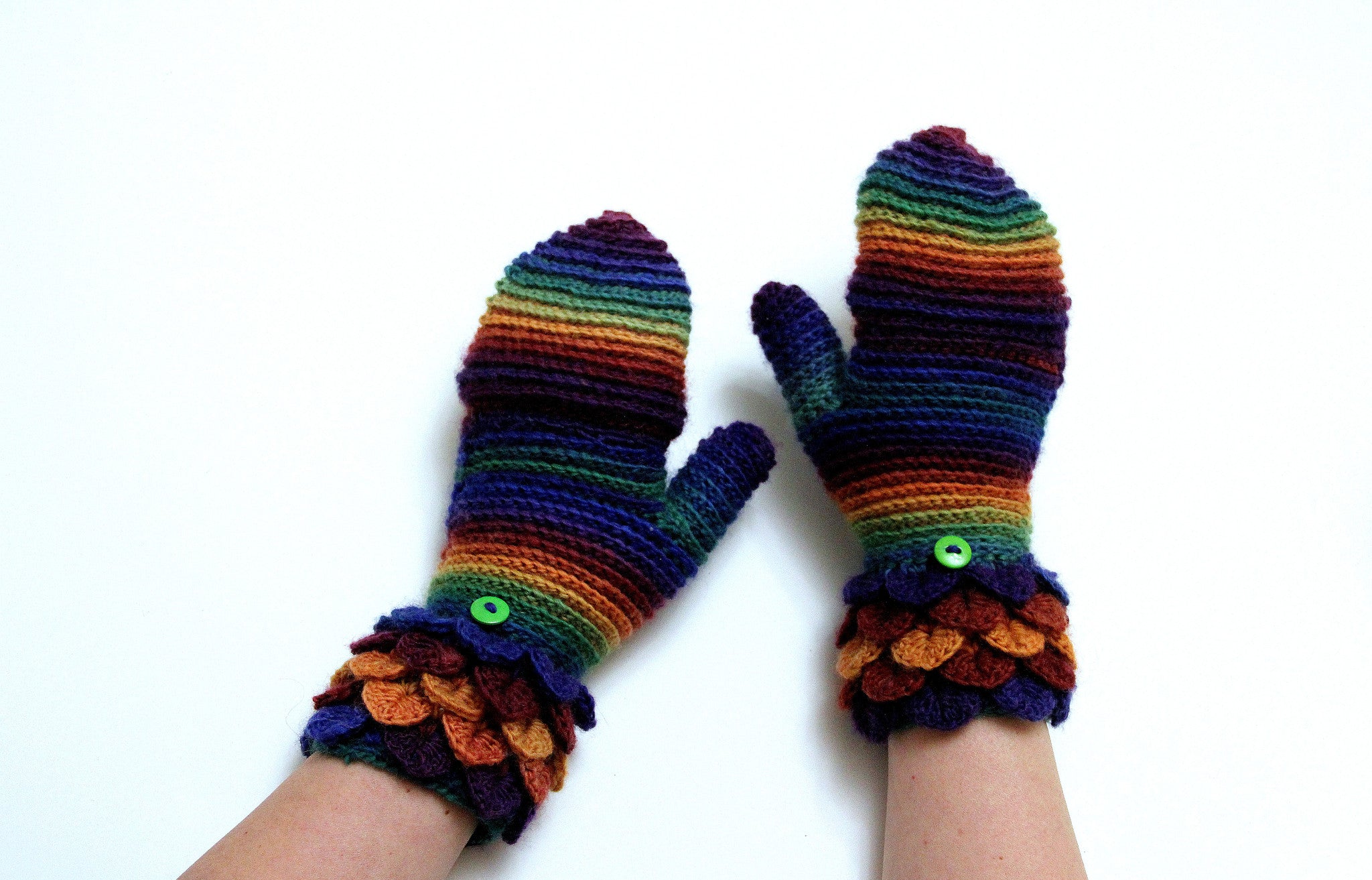 Crocodile Stitch Convertible Mittens - Bonita Patterns