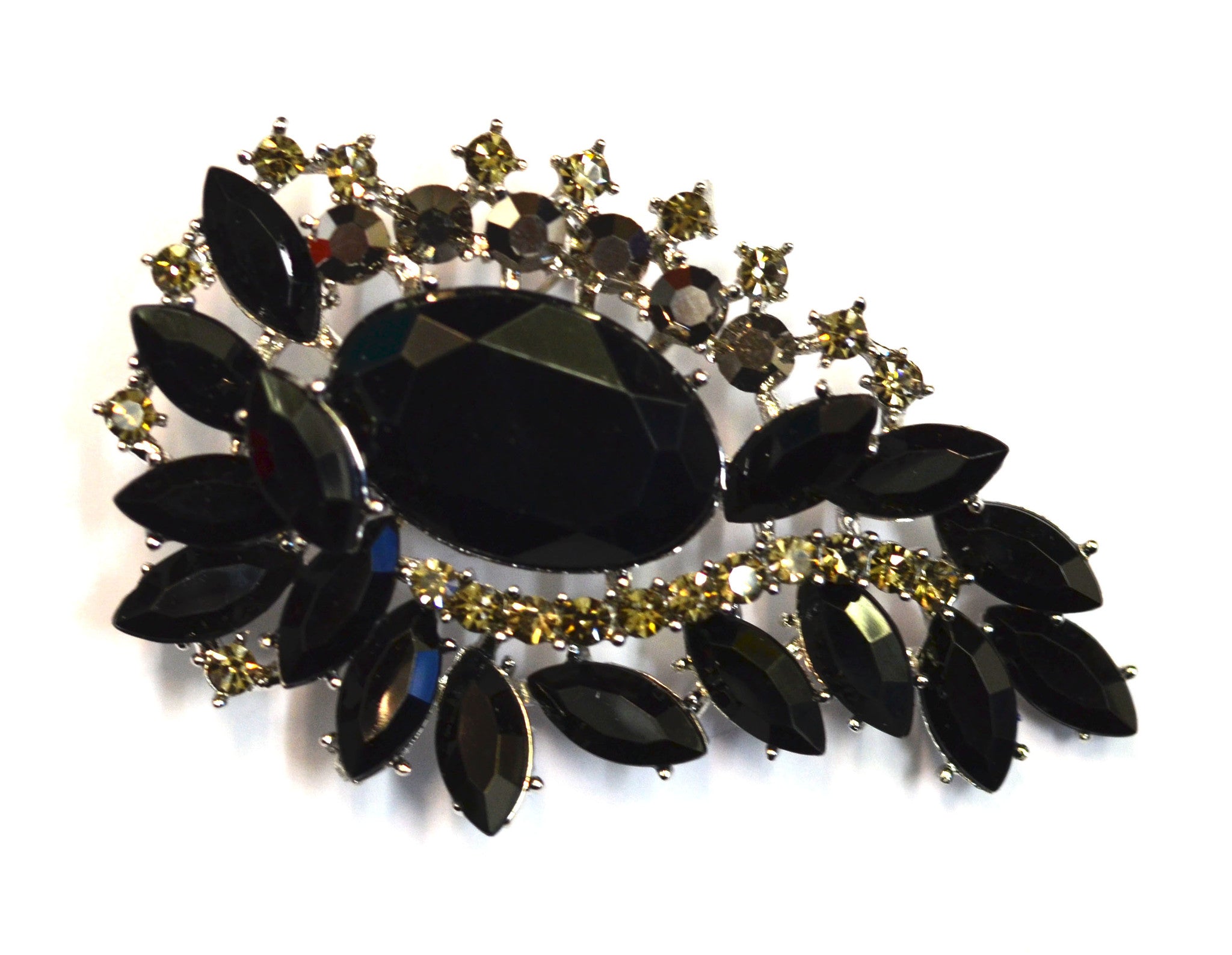 Onyx with Silver Gems Brooch - Bonita Patterns