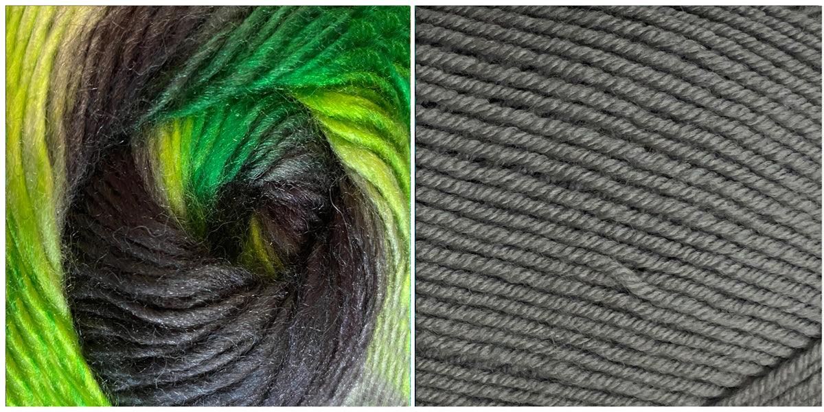 (NEW) DARK GREY + SUMMERTIME - Embossed Natura Shawl KIT