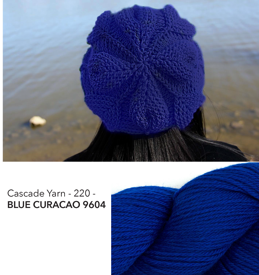 Embossed Leaves Slouch Hat Kit - Blue Curacao - Bonita Patterns